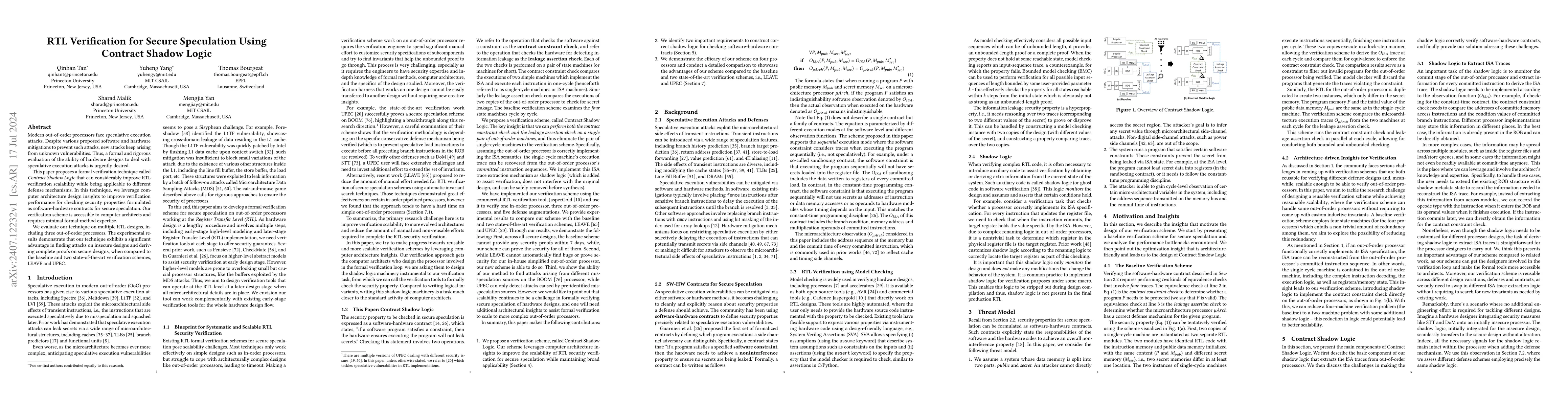 Thumbnail for RTL Verification for Secure Speculation Using Contract Shadow Logic