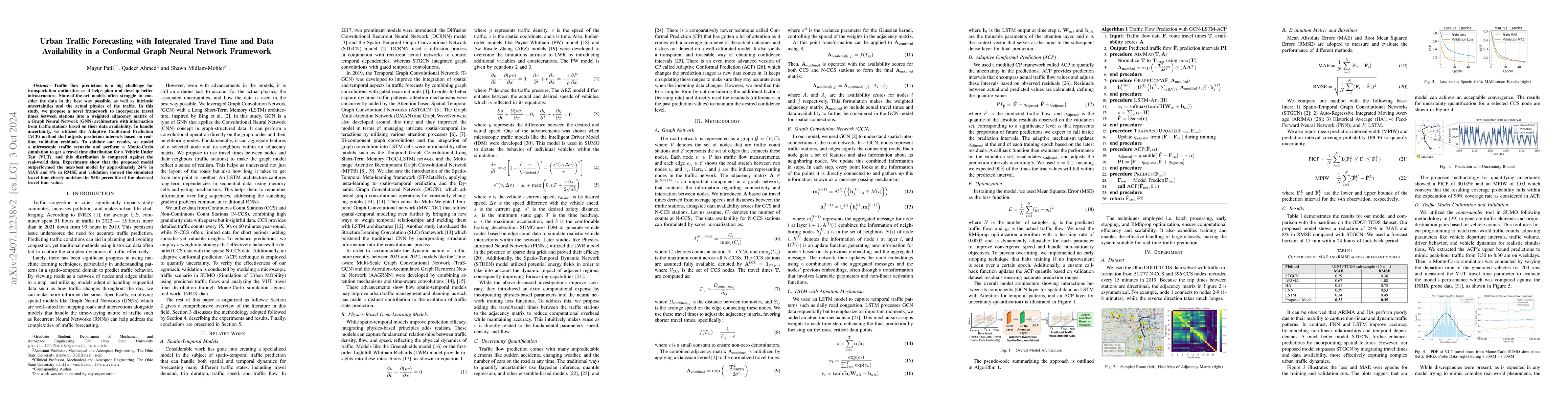 Thumbnail for Urban Traffic Forecasting with Integrated Travel Time and Data
  Availability in a Conformal Graph Neural Network Framework