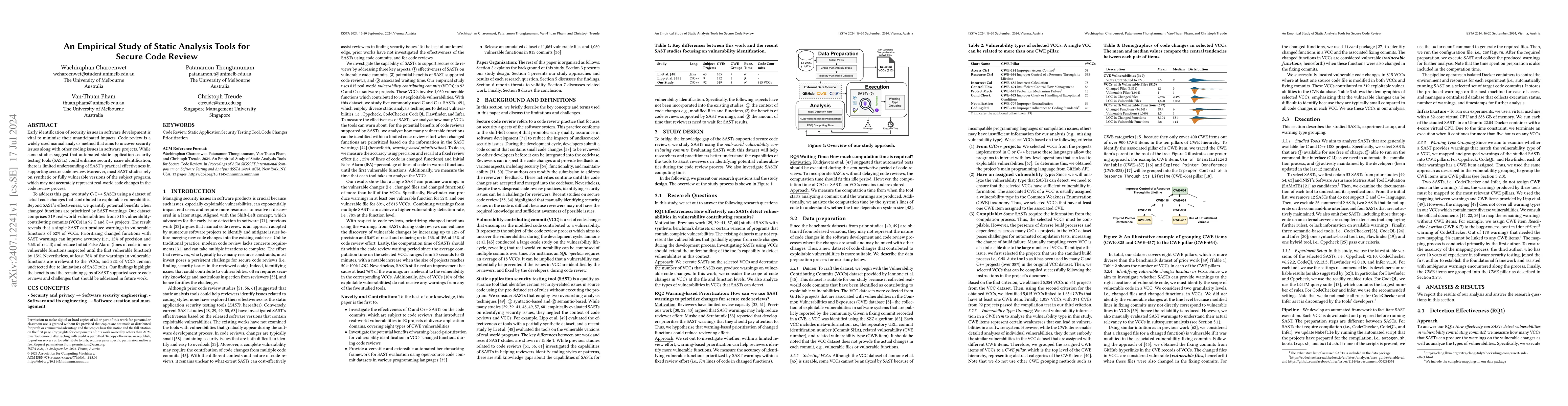 Thumbnail for An Empirical Study of Static Analysis Tools for Secure Code Review