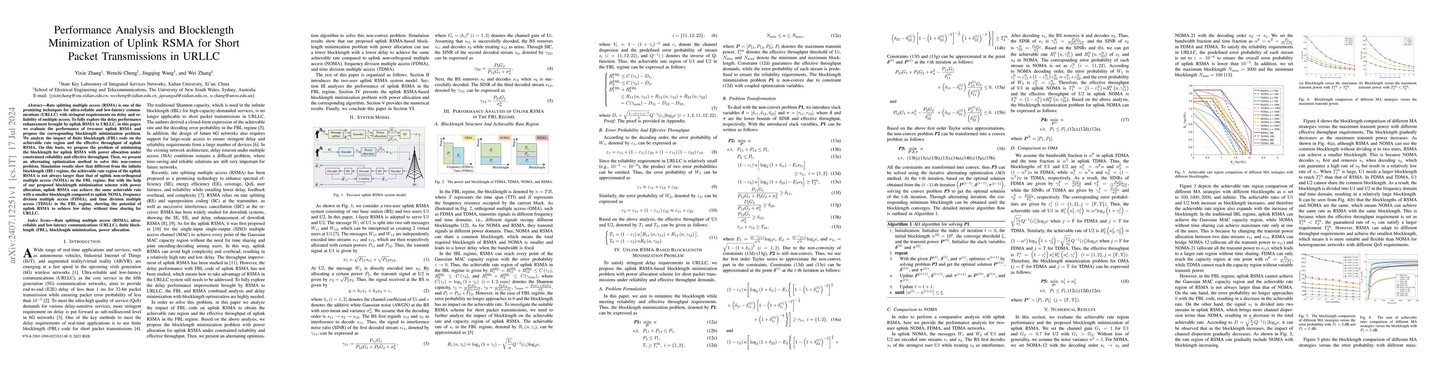 Thumbnail for Performance Analysis and Blocklength Minimization of Uplink RSMA for
  Short Packet Transmissions in URLLC
