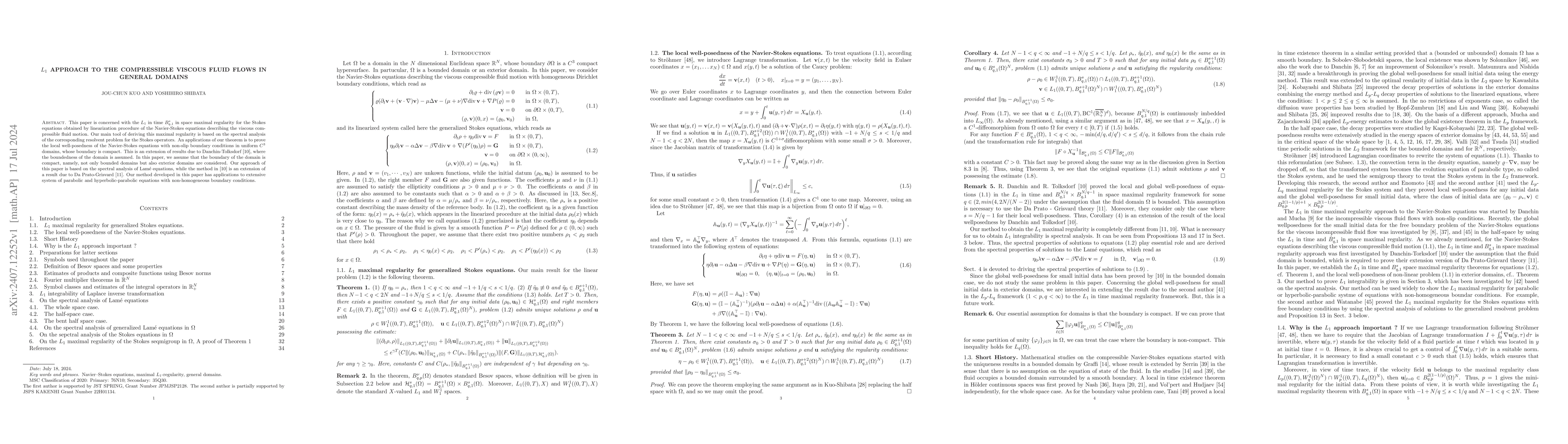 Thumbnail for $L_1$ approach to the compressible viscous fluid flows in general
  domains