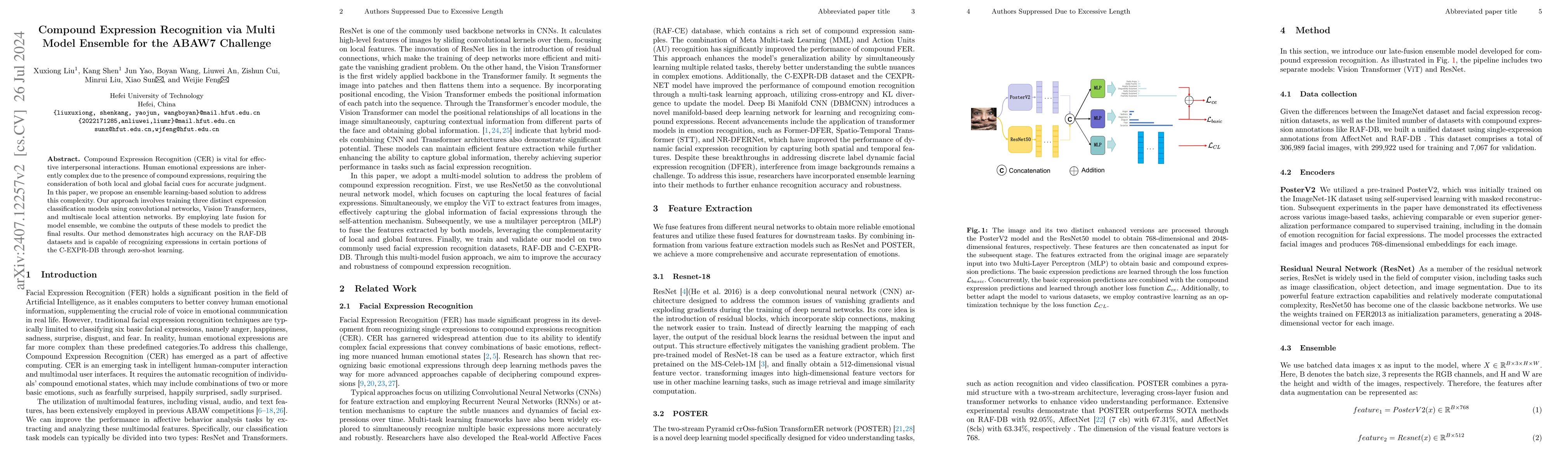 Thumbnail for Compound Expression Recognition via Multi Model Ensemble for the ABAW7
  Challenge