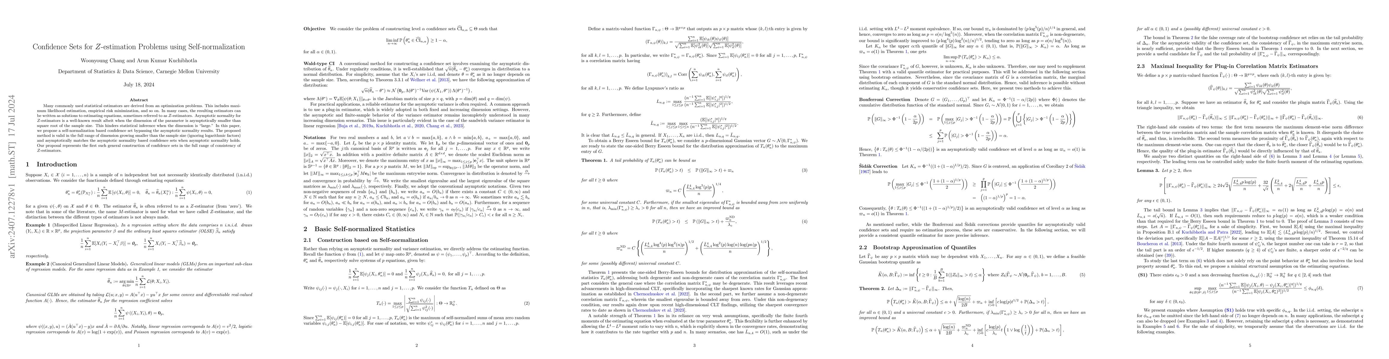 Thumbnail for Confidence Sets for $Z$-estimation Problems using Self-normalization