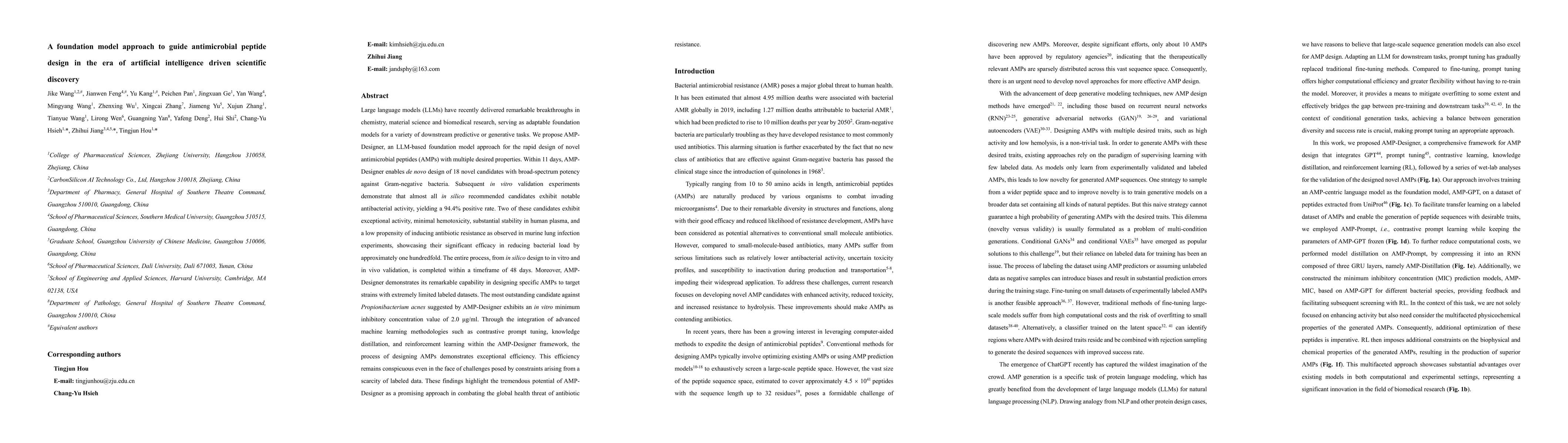 Thumbnail for A foundation model approach to guide antimicrobial peptide design in the
  era of artificial intelligence driven scientific discovery