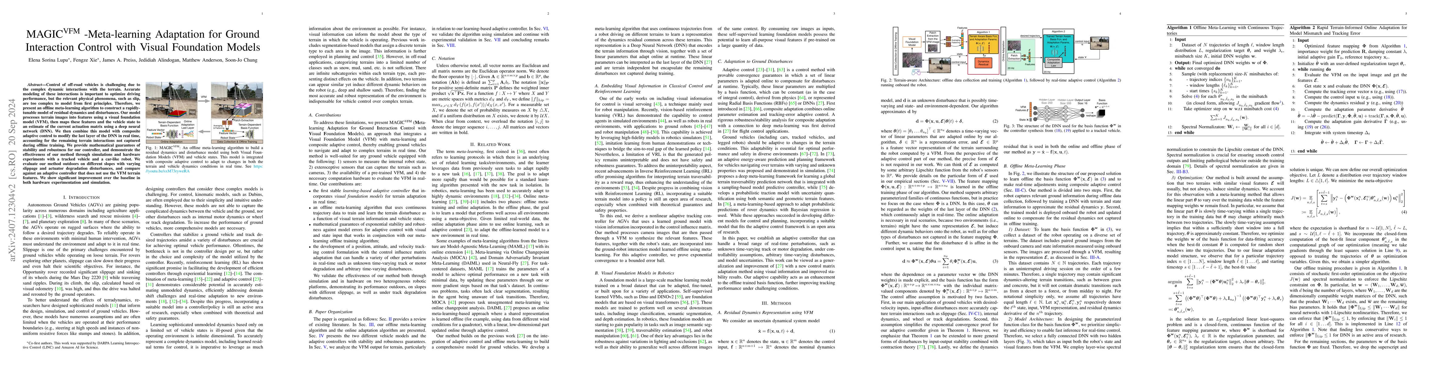Thumbnail for MAGIC-VFM: Meta-learning Adaptation for Ground Interaction Control with
  Visual Foundation Models