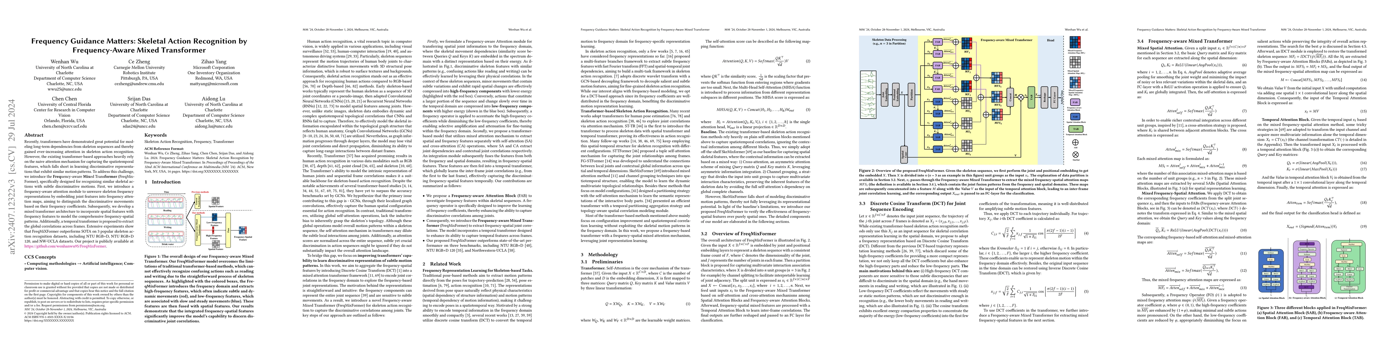 Thumbnail for Frequency Guidance Matters: Skeletal Action Recognition by
  Frequency-Aware Mixed Transformer