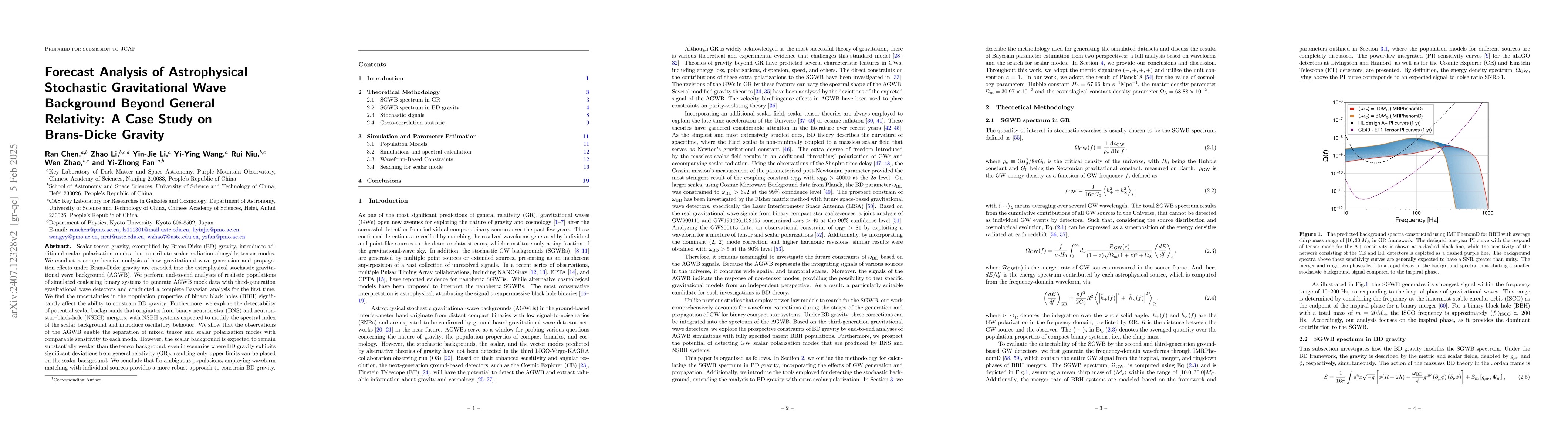 Thumbnail for Forecast Analysis of Astrophysical Stochastic Gravitational Wave
  Background beyond general relativity: A Case Study on Brans-Dicke Gravity
