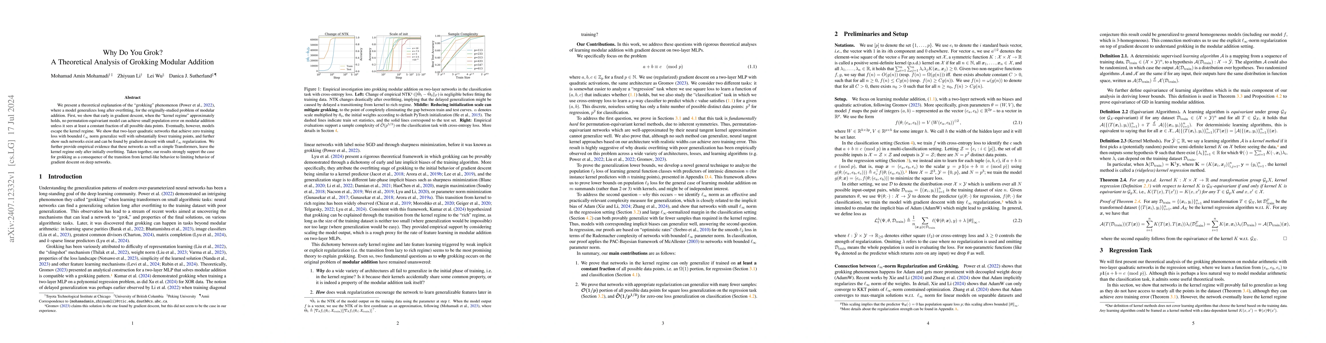 Thumbnail for Why Do You Grok? A Theoretical Analysis of Grokking Modular Addition