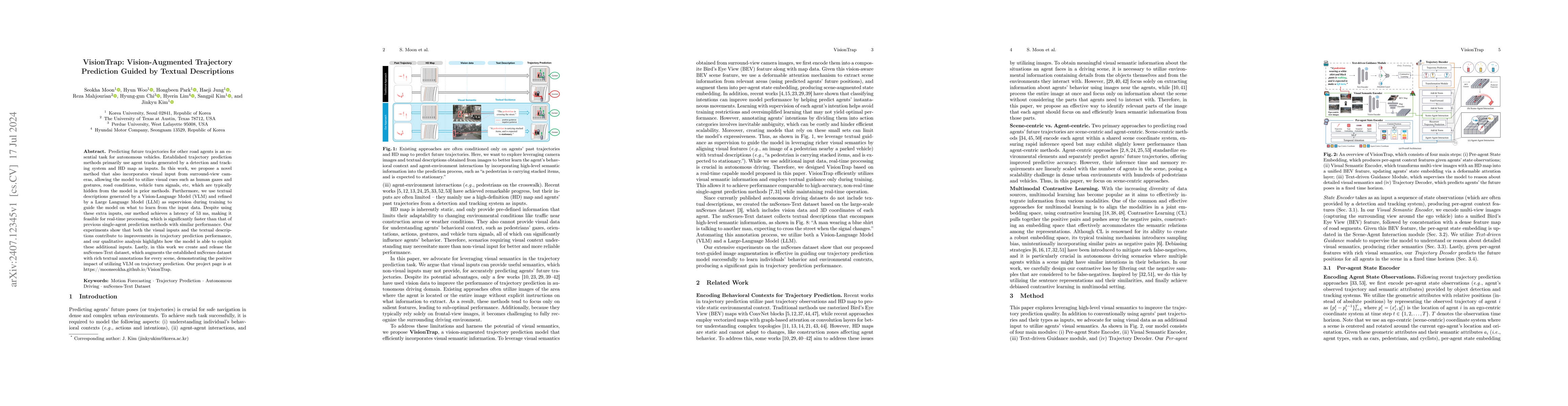 Thumbnail for VisionTrap: Vision-Augmented Trajectory Prediction Guided by Textual
  Descriptions