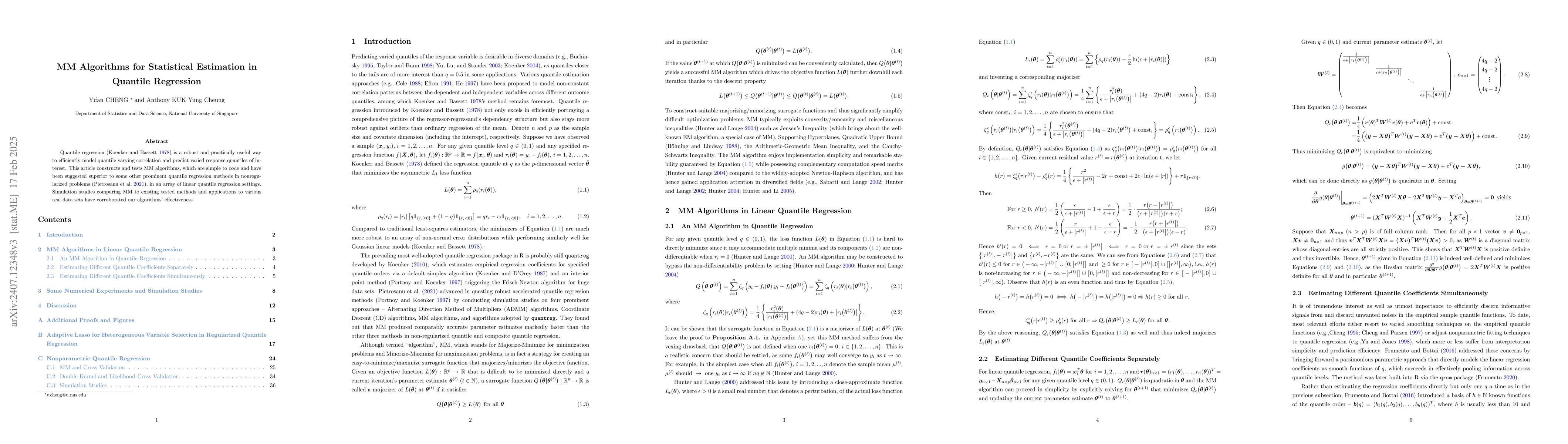 Thumbnail for MM Algorithms for Statistical Estimation in Quantile Regression