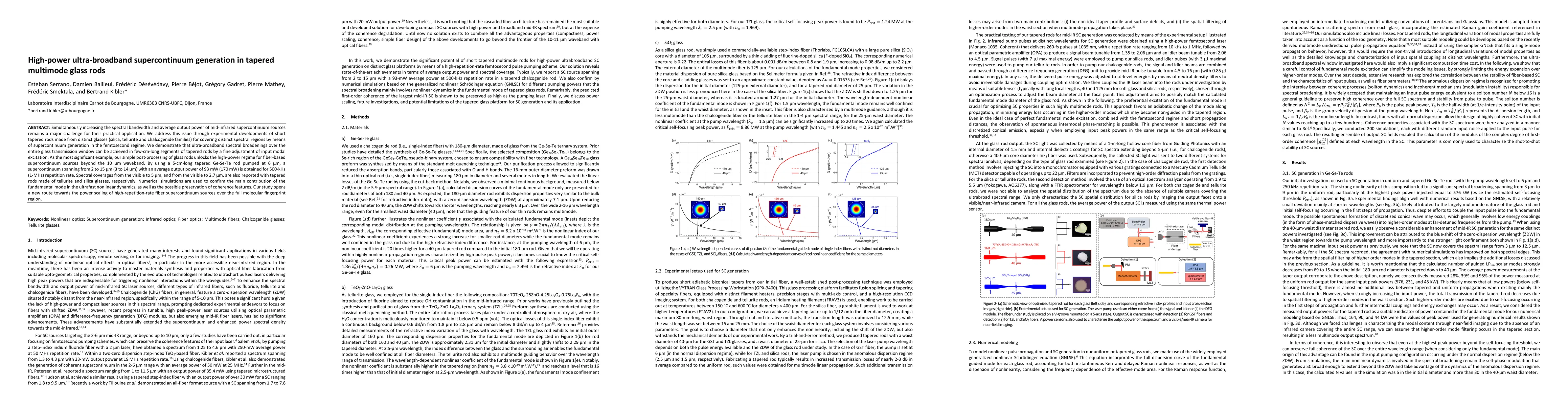 Thumbnail for High-power ultra-broadband supercontinuum generation in tapered
  multimode glass rods
