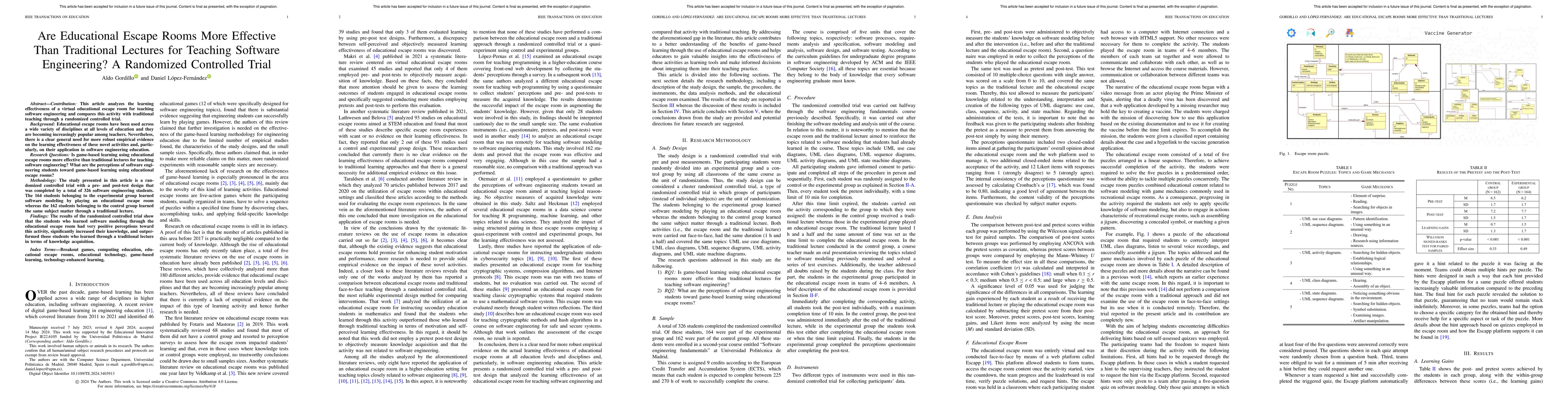Thumbnail for Are Educational Escape Rooms More Effective Than Traditional Lectures
  for Teaching Software Engineering? A Randomized Controlled Trial