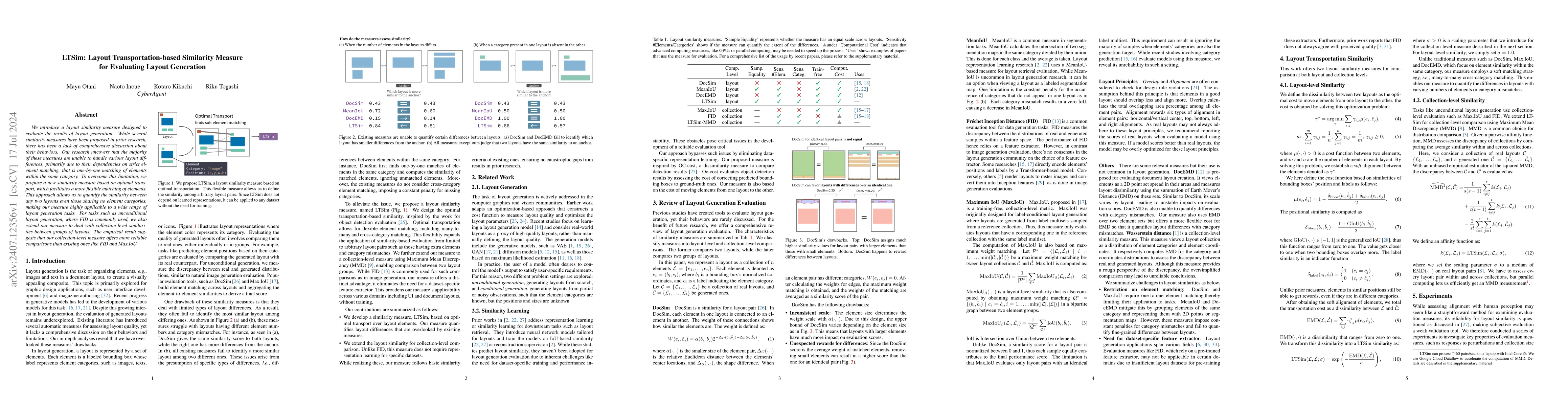 Thumbnail for LTSim: Layout Transportation-based Similarity Measure for Evaluating
  Layout Generation