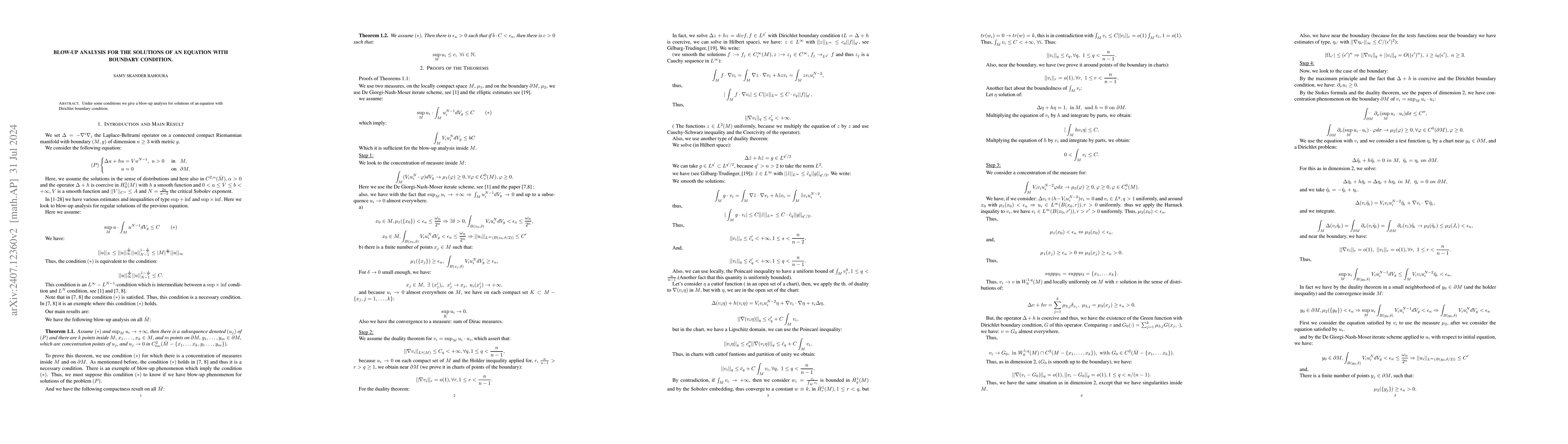 Thumbnail for Blow-up analysis for the solutions of an equation with boundary
  condition