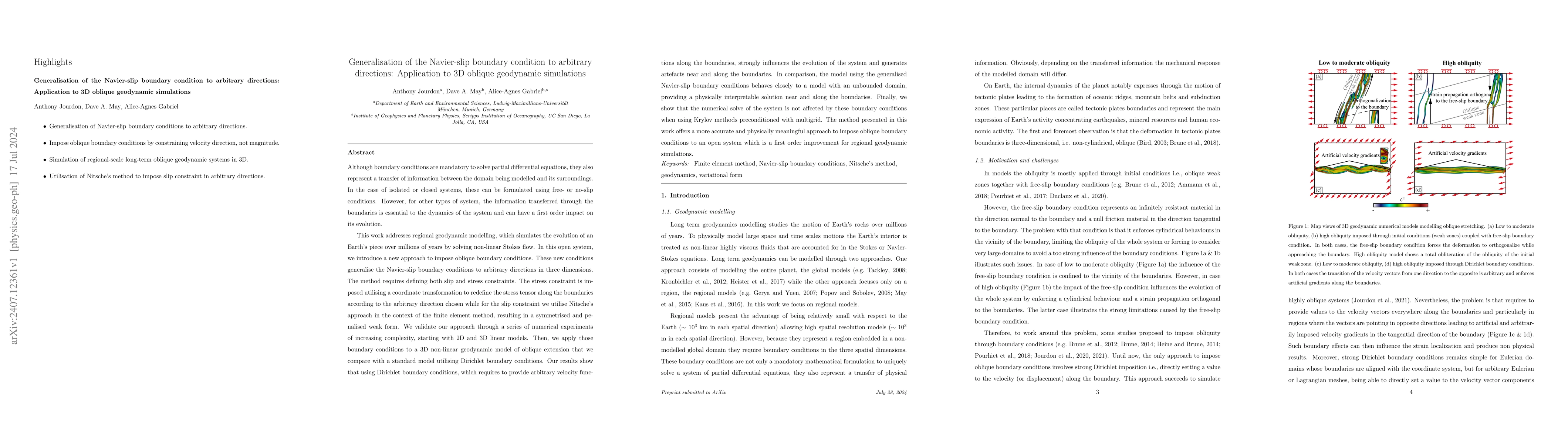 Thumbnail for Generalisation of the Navier-slip boundary condition to arbitrary
  directions: Application to 3D oblique geodynamic simulations