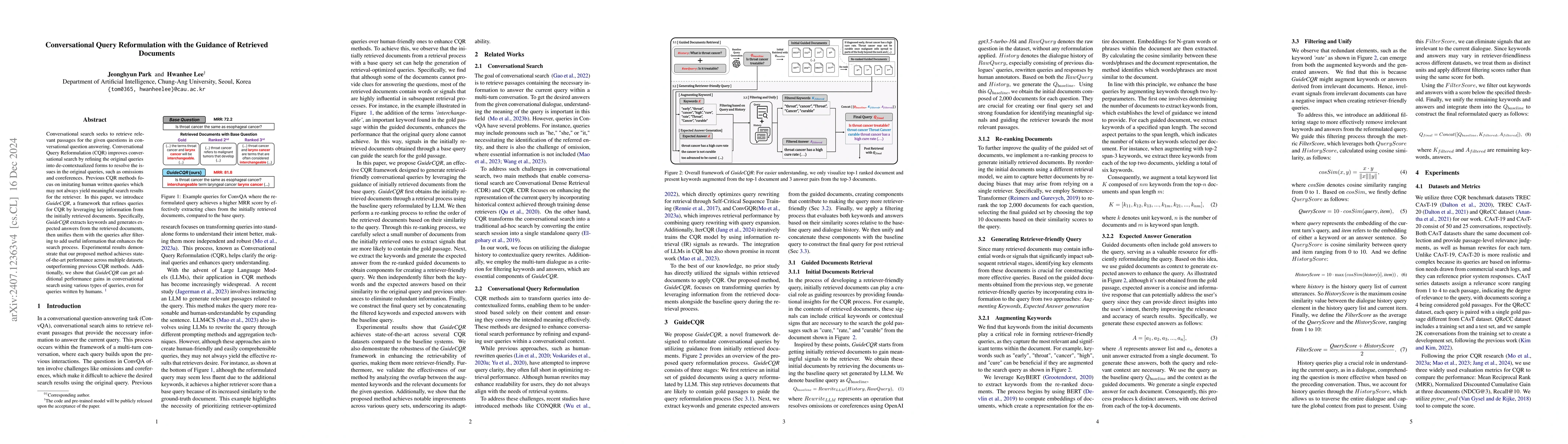Thumbnail for Conversational Query Reformulation with the Guidance of Retrieved
  Documents