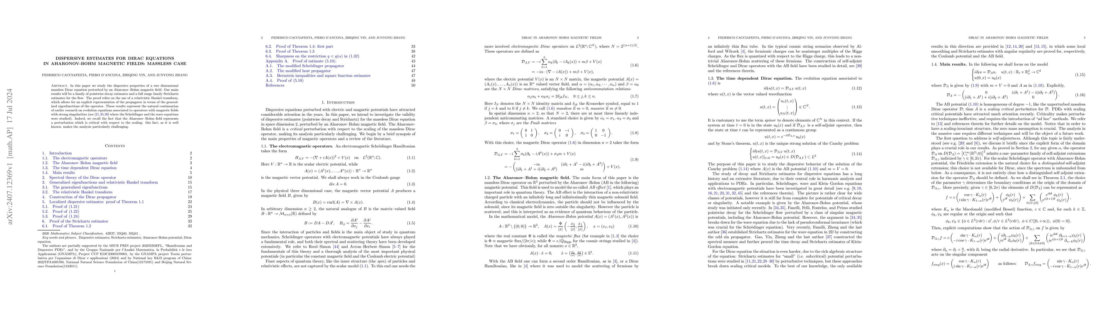 Thumbnail for Dispersive estimates for Dirac equations in Aharonov-Bohm magnetic
  fields: massless case