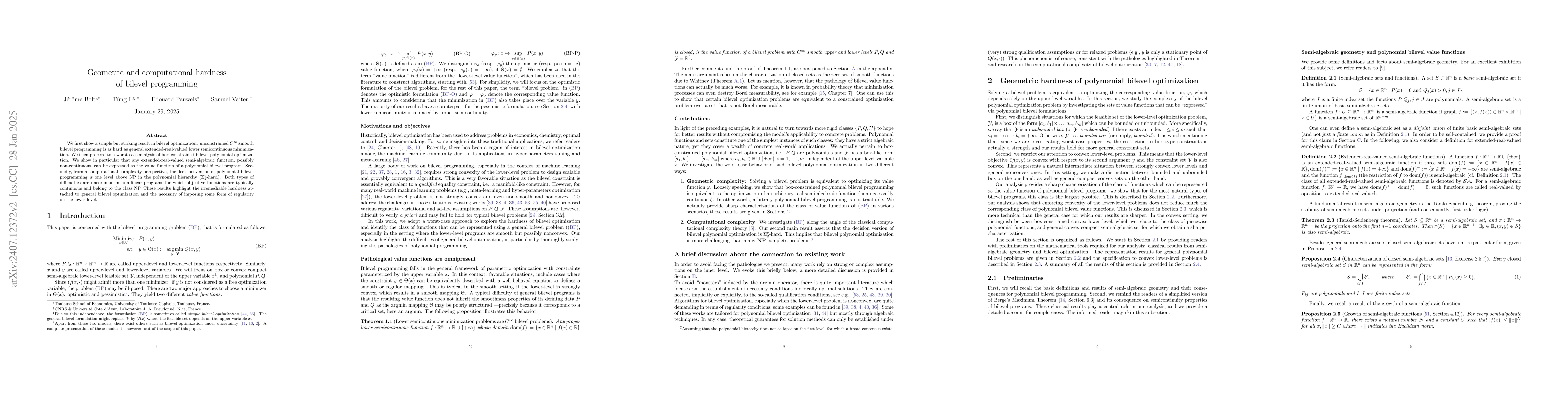 Thumbnail for Geometric and computational hardness of bilevel programming