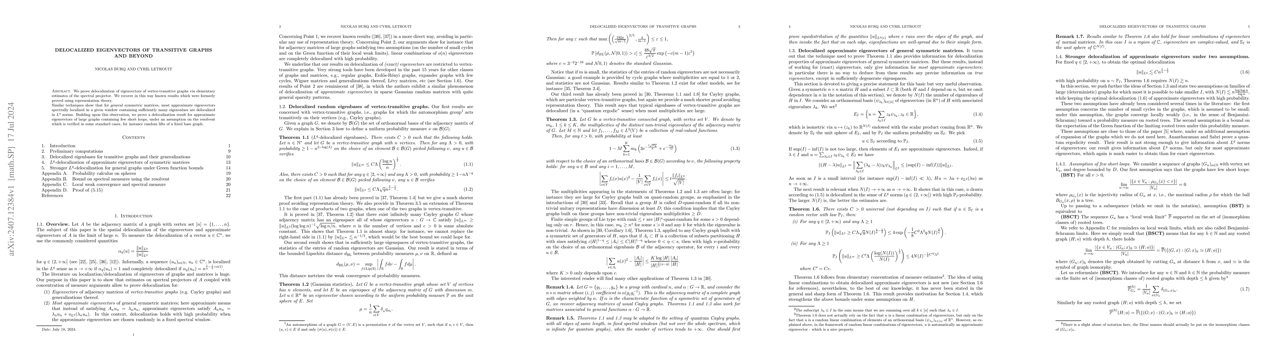 Thumbnail for Delocalized eigenvectors of transitive graphs and beyond