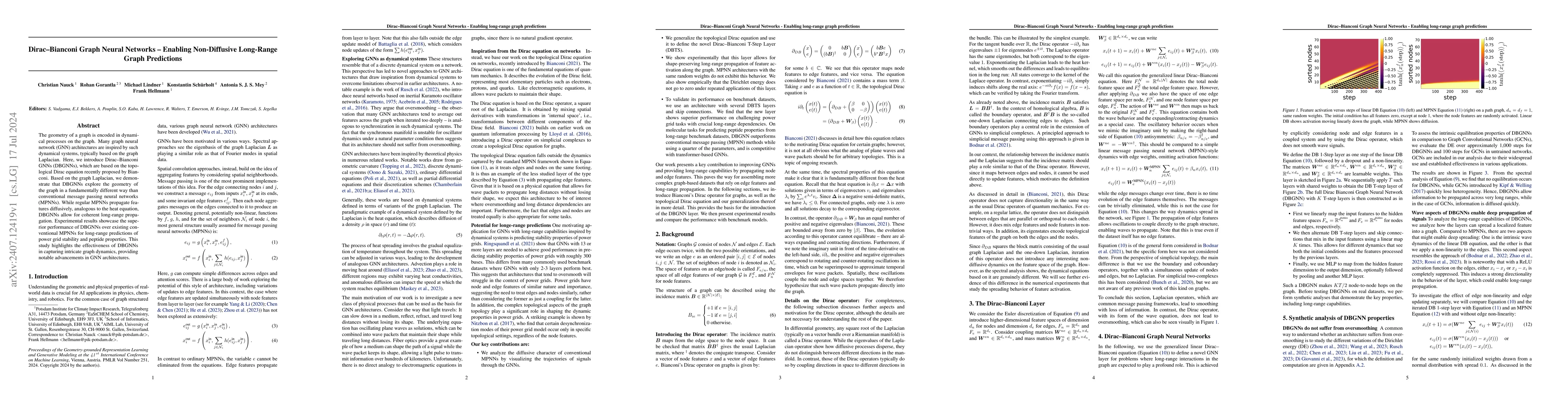 Thumbnail for Dirac--Bianconi Graph Neural Networks -- Enabling Non-Diffusive
  Long-Range Graph Predictions