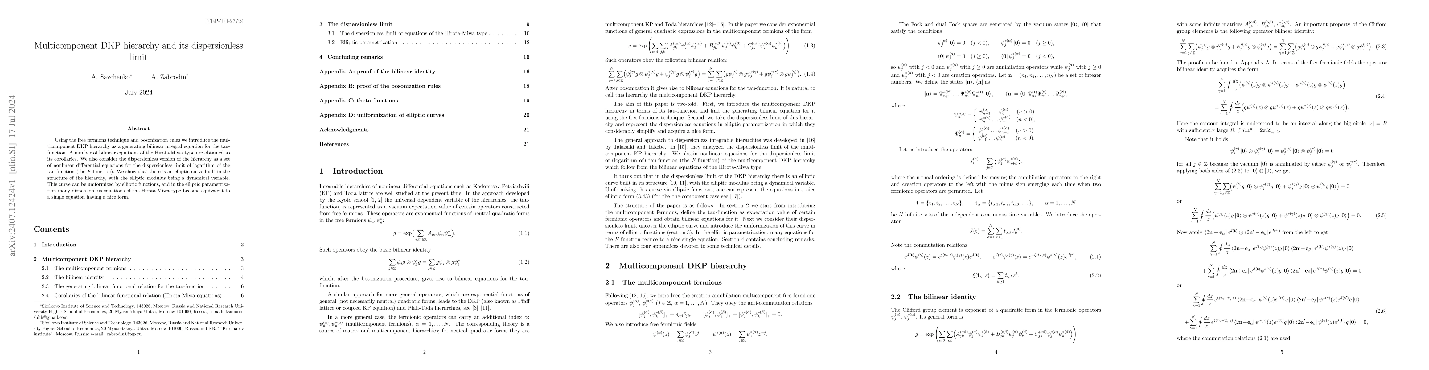 Thumbnail for Multicomponent DKP hierarchy and its dispersionless limit