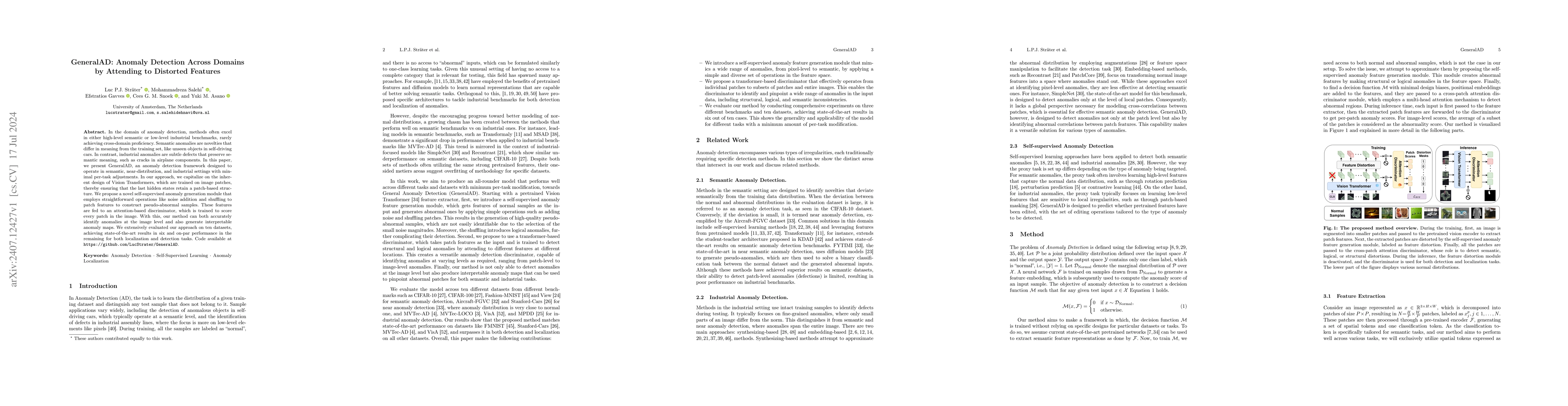 Thumbnail for GeneralAD: Anomaly Detection Across Domains by Attending to Distorted
  Features