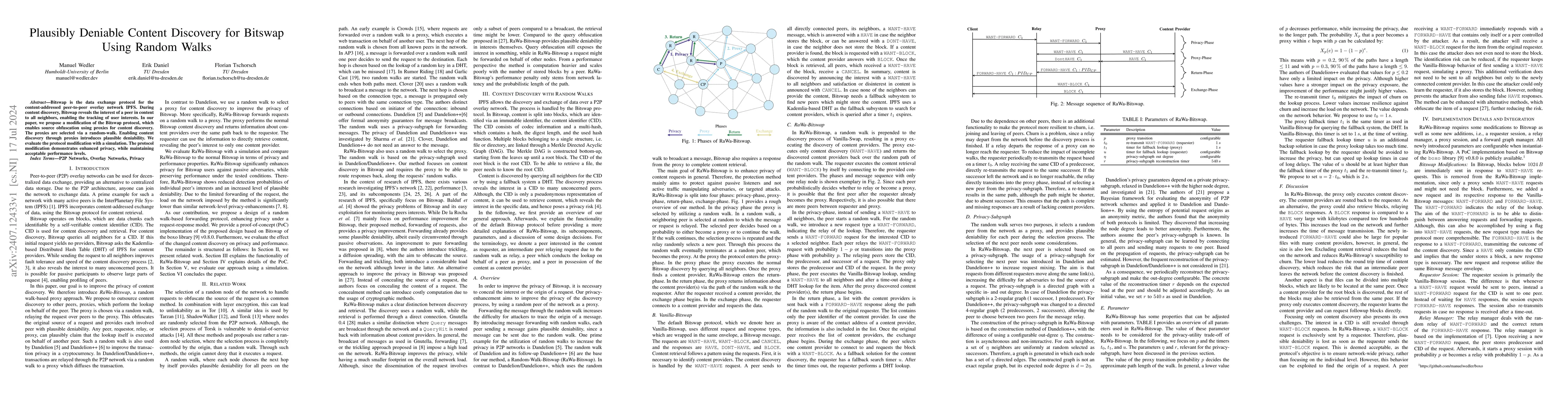 Thumbnail for Plausibly Deniable Content Discovery for Bitswap Using Random Walks