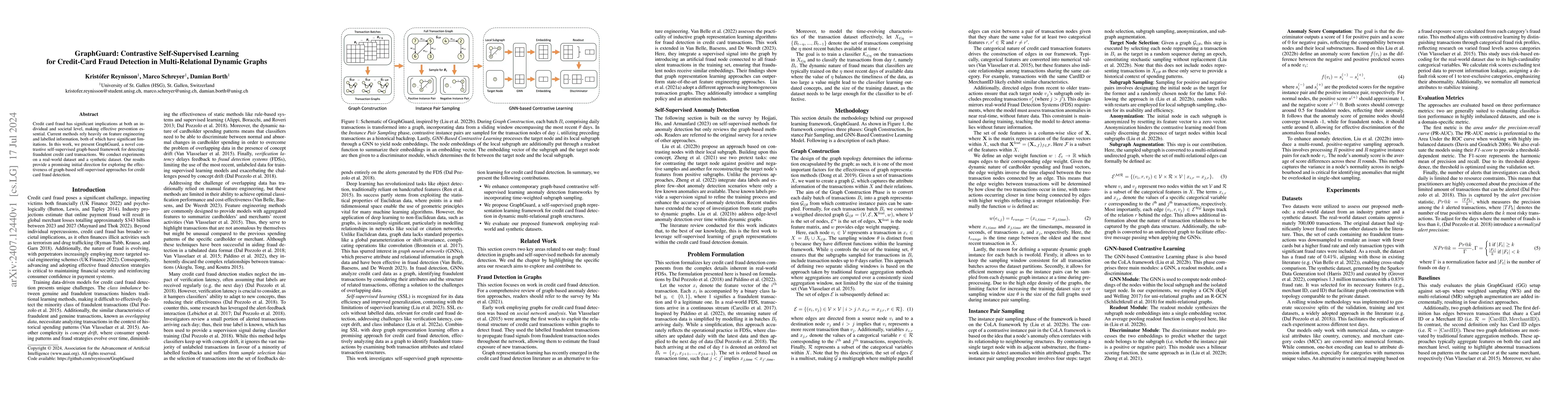Thumbnail for GraphGuard: Contrastive Self-Supervised Learning for Credit-Card Fraud
  Detection in Multi-Relational Dynamic Graphs