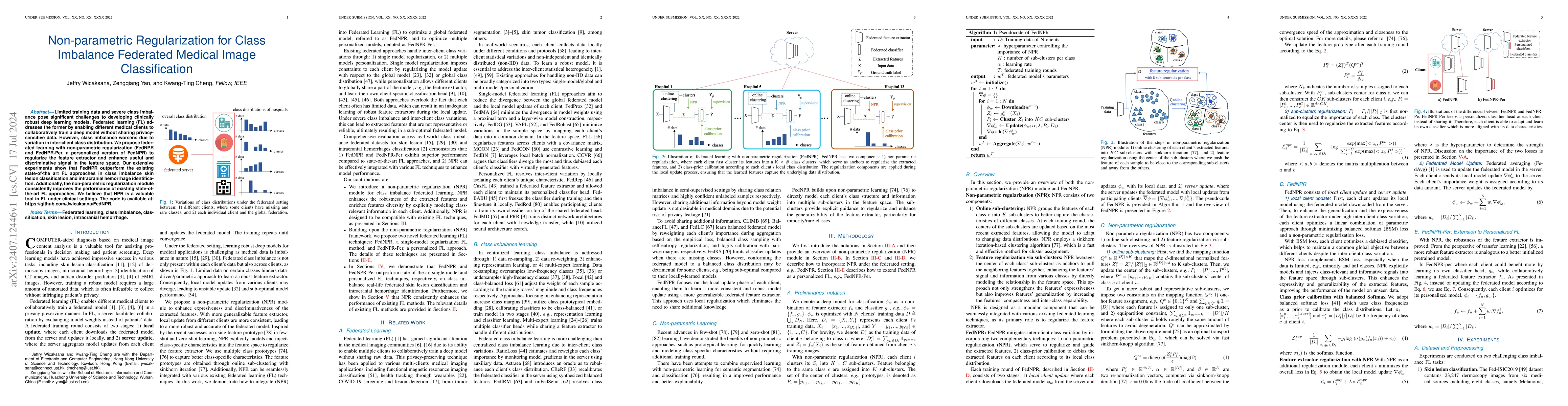 Thumbnail for Non-parametric regularization for class imbalance federated medical
  image classification