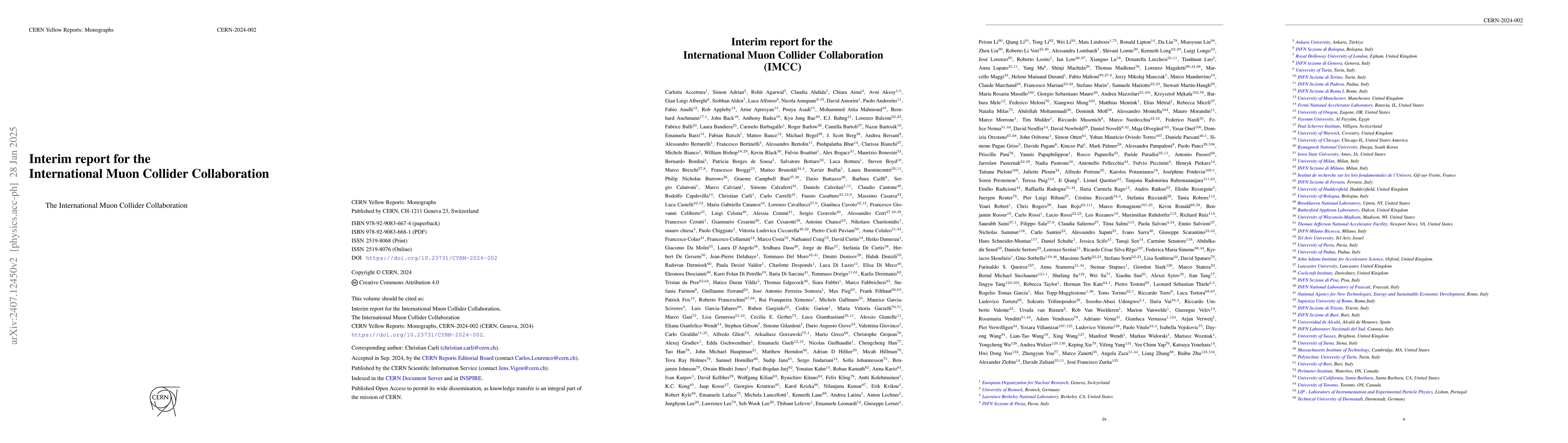 Thumbnail for Interim report for the International Muon Collider Collaboration (IMCC)