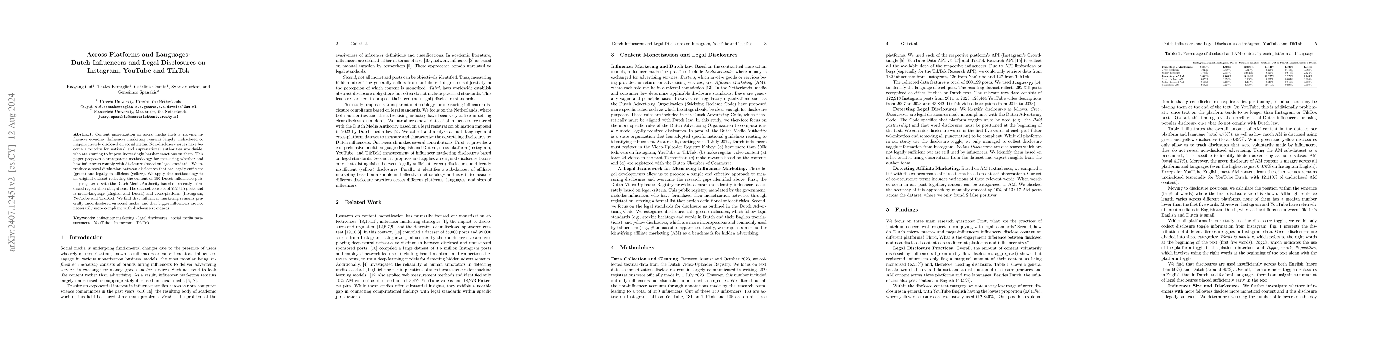Thumbnail for Across Platforms and Languages: Dutch Influencers and Legal Disclosures
  on Instagram, YouTube and TikTok