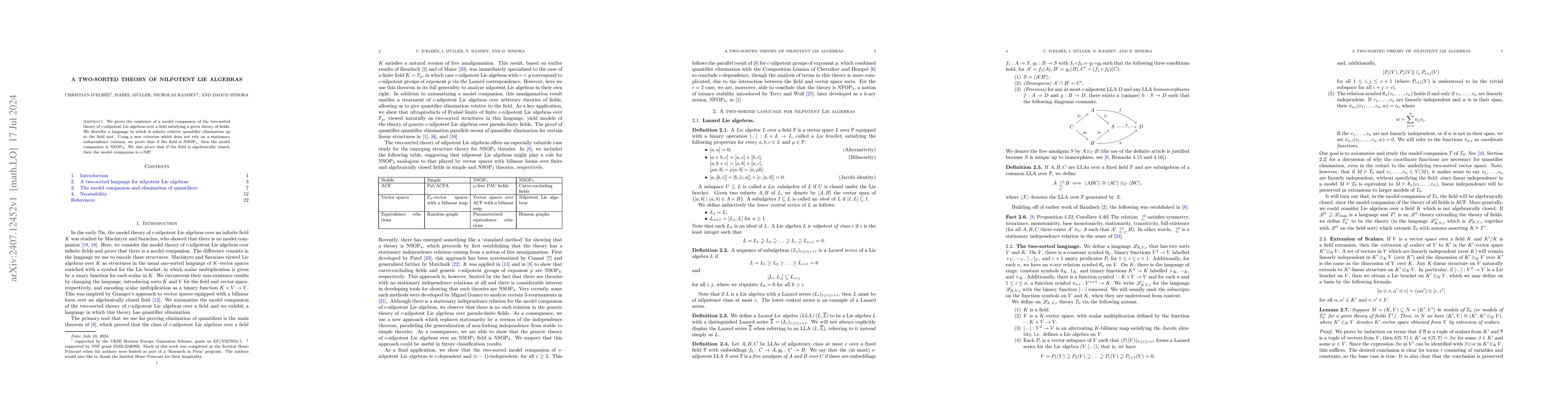 Thumbnail for A two-sorted theory of nilpotent Lie algebras
