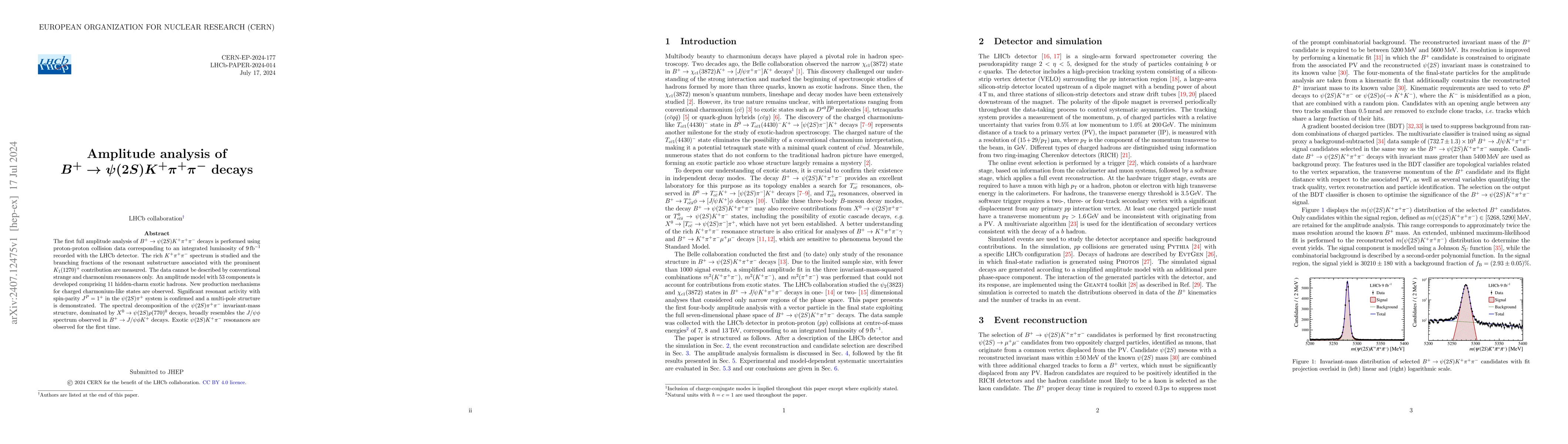 Thumbnail for Amplitude analysis of $B^+ \to ψ(2S) K^+ π^+ π^-$ decays