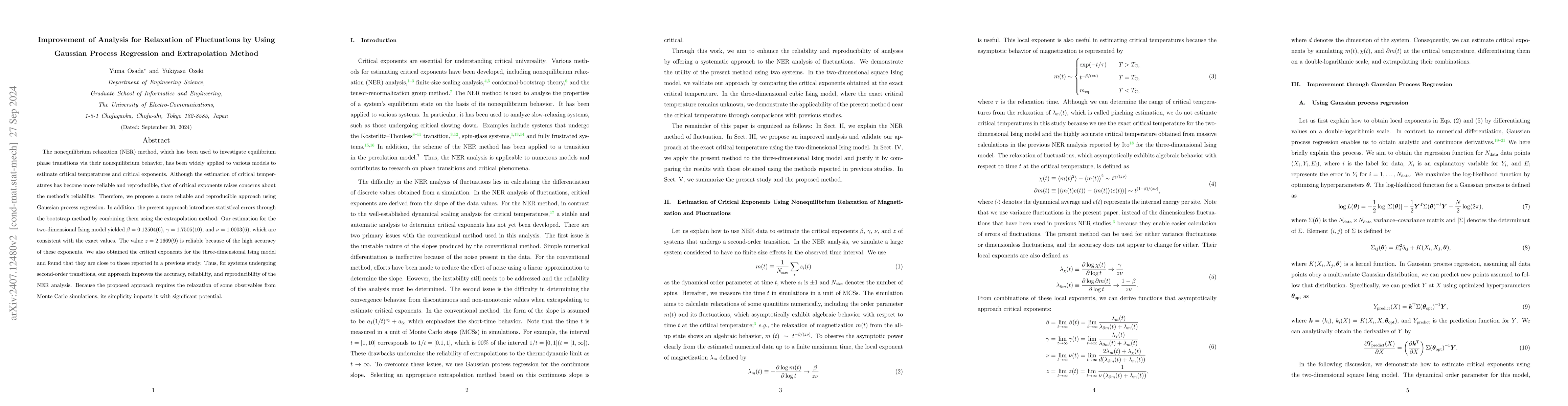 Thumbnail for Improvement of analysis for relaxation of fluctuations by the use of
  Gaussian process regression and extrapolation method