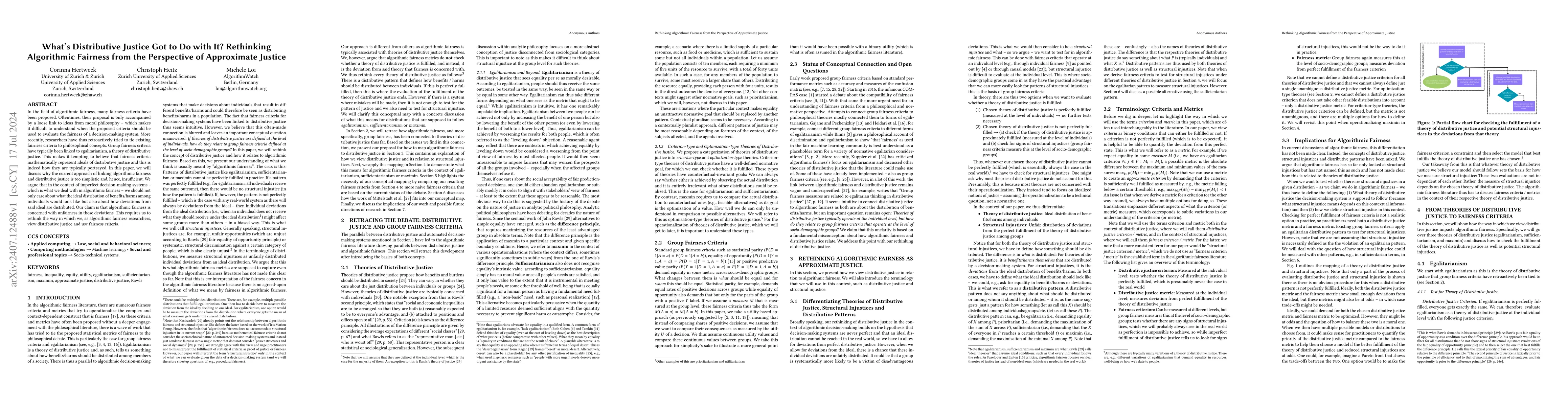 Thumbnail for What's Distributive Justice Got to Do with It? Rethinking Algorithmic
  Fairness from the Perspective of Approximate Justice