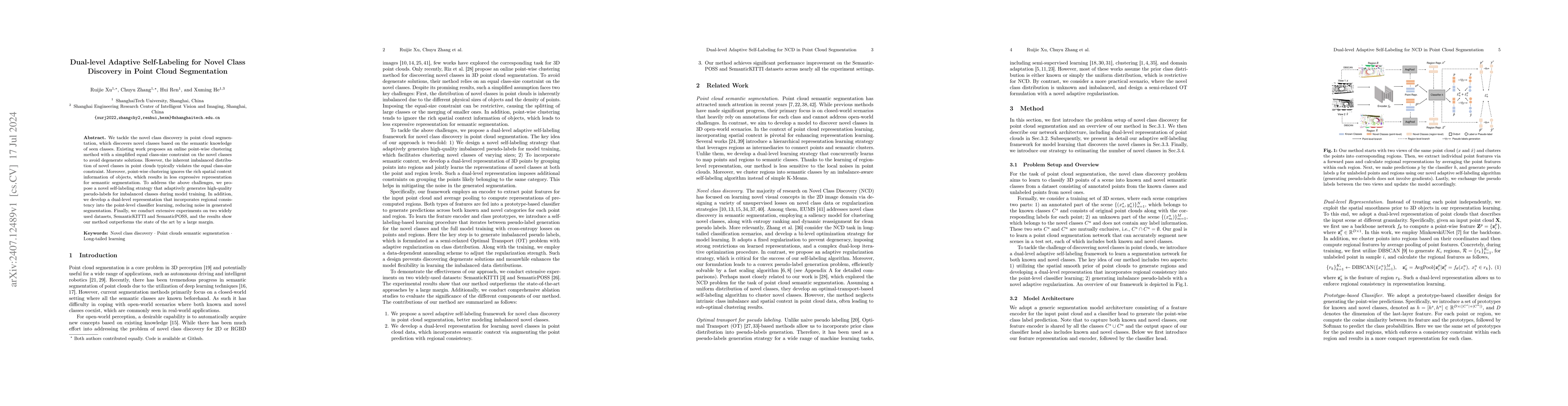 Thumbnail for Dual-level Adaptive Self-Labeling for Novel Class Discovery in Point
  Cloud Segmentation