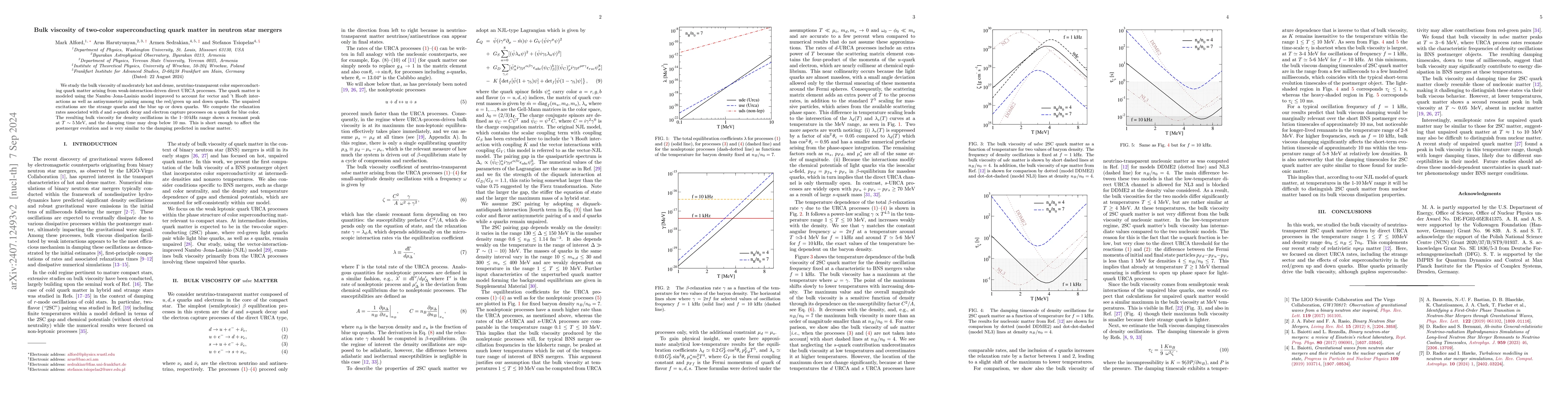 Thumbnail for Bulk viscosity of two-color superconducting quark matter in neutron star
  mergers