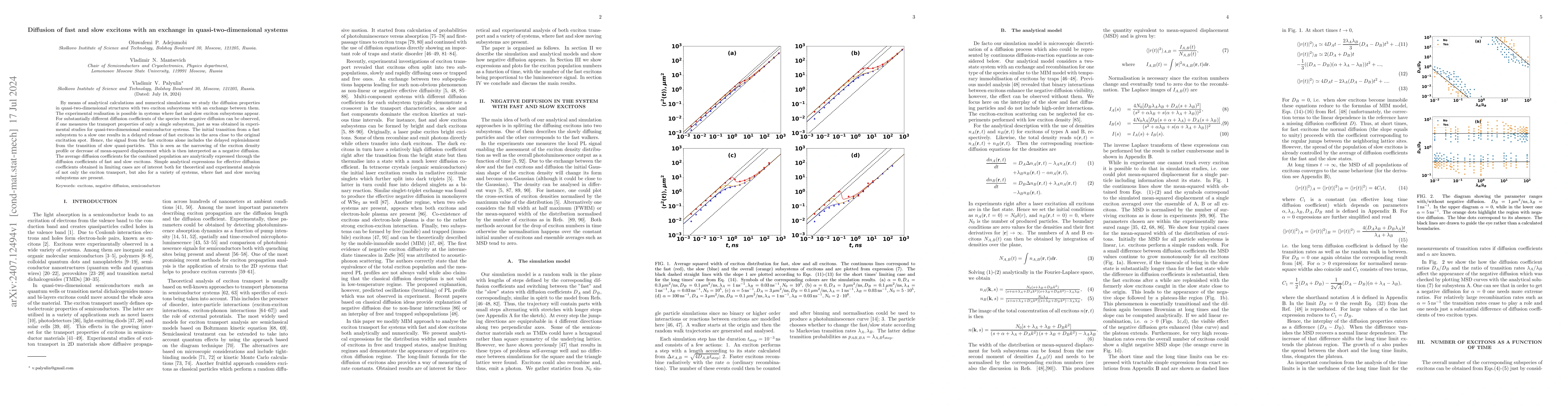 Thumbnail for Diffusion of fast and slow excitons with an exchange in
  quasi-two-dimensional systems