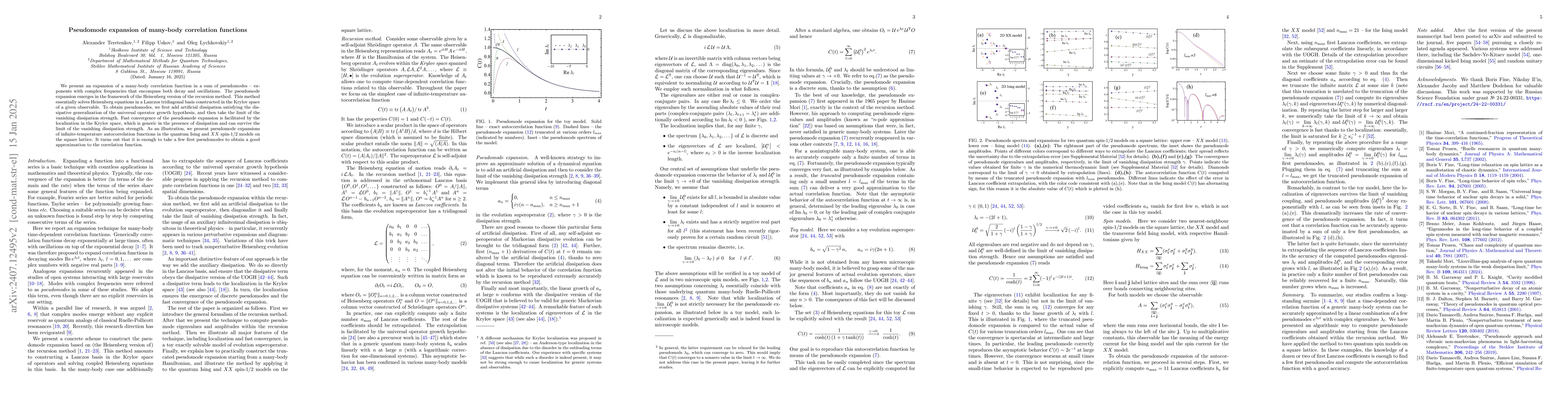 Thumbnail for Pseudomode expansion of many-body correlation functions