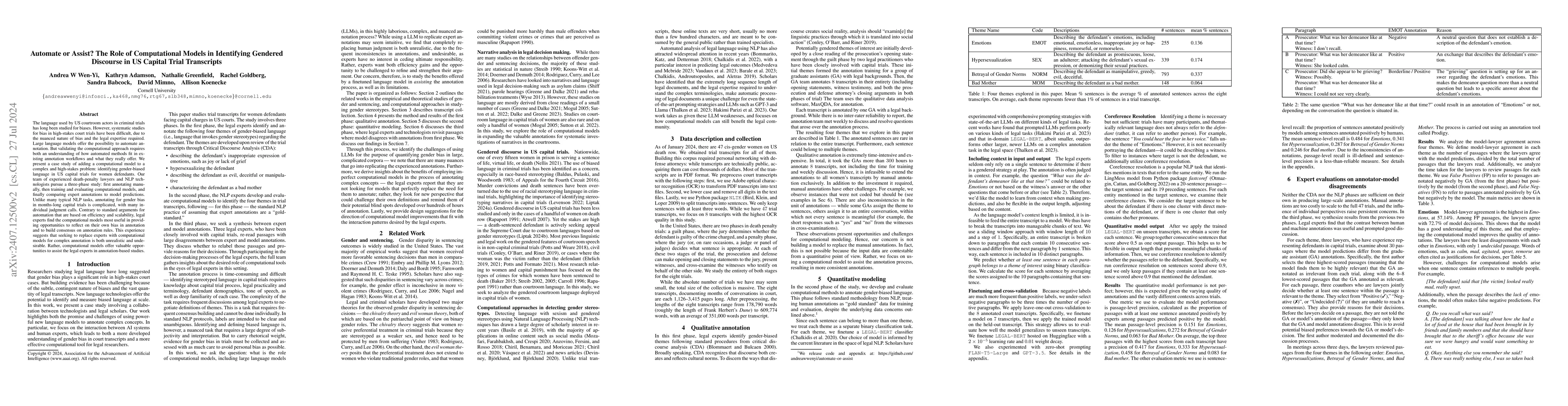 Thumbnail for Automate or Assist? The Role of Computational Models in Identifying
  Gendered Discourse in US Capital Trial Transcripts