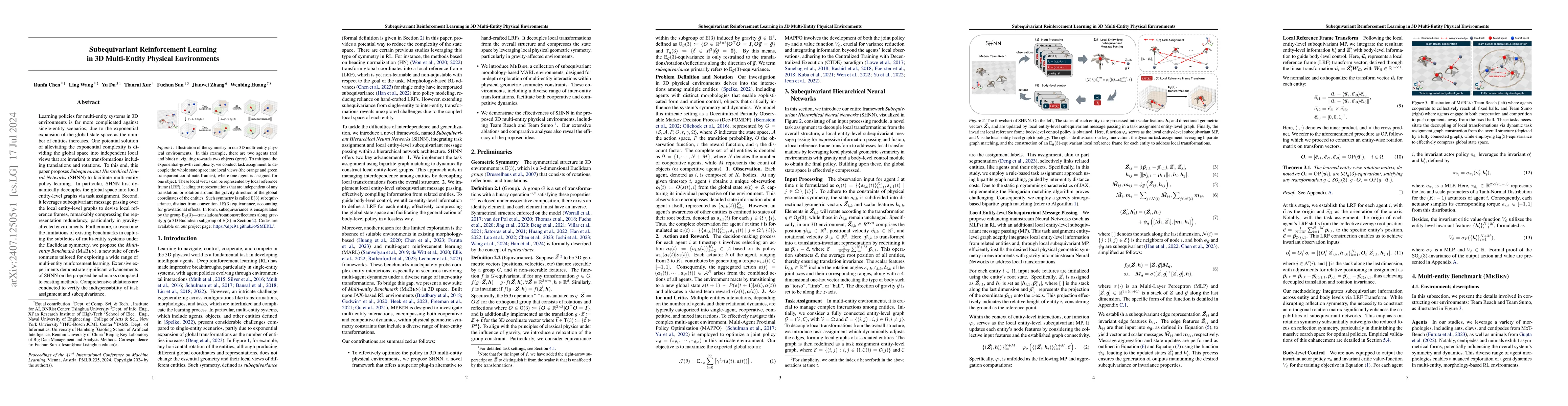 Thumbnail for Subequivariant Reinforcement Learning in 3D Multi-Entity Physical
  Environments