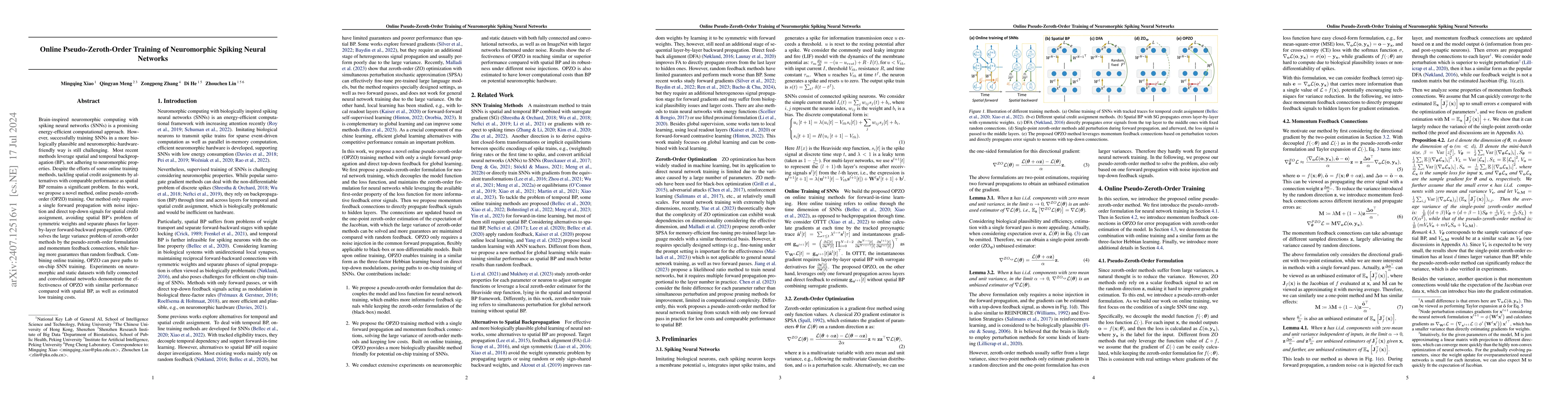 Thumbnail for Online Pseudo-Zeroth-Order Training of Neuromorphic Spiking Neural
  Networks