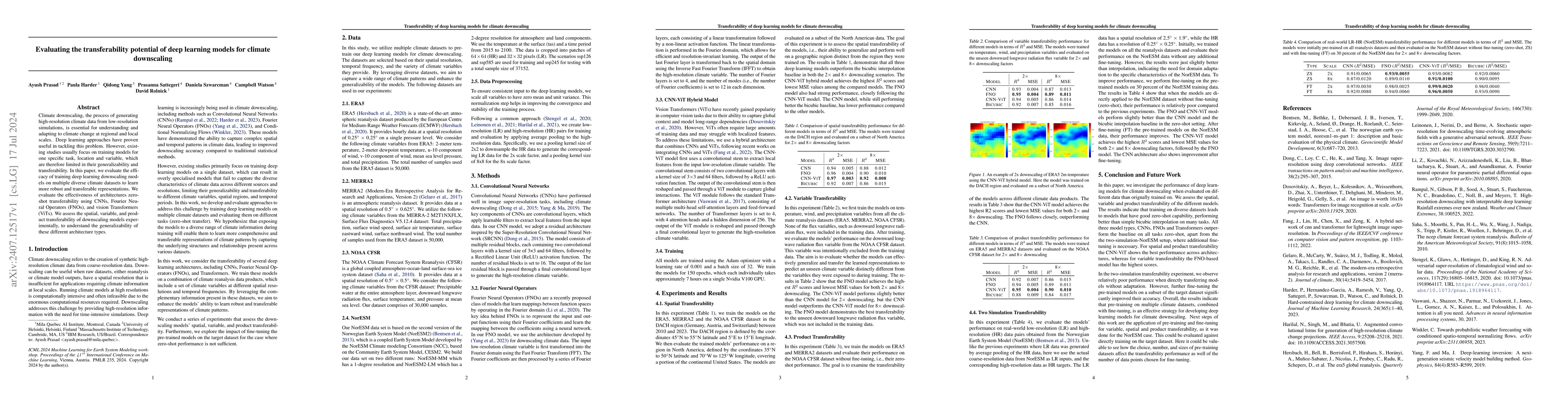Thumbnail for Evaluating the transferability potential of deep learning models for
  climate downscaling