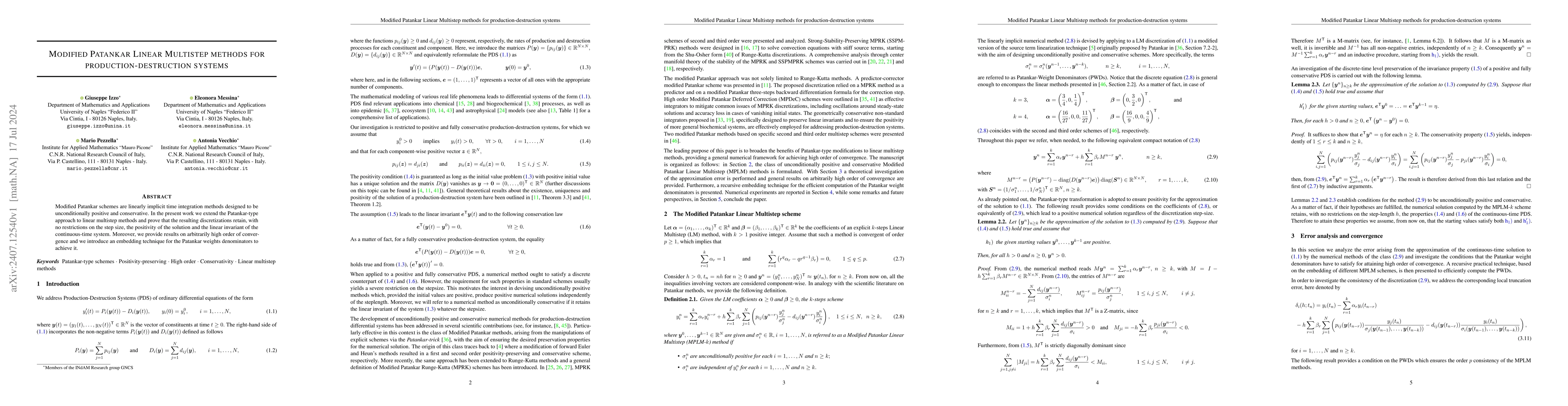 Thumbnail for Modified Patankar Linear Multistep methods for production-destruction
  systems