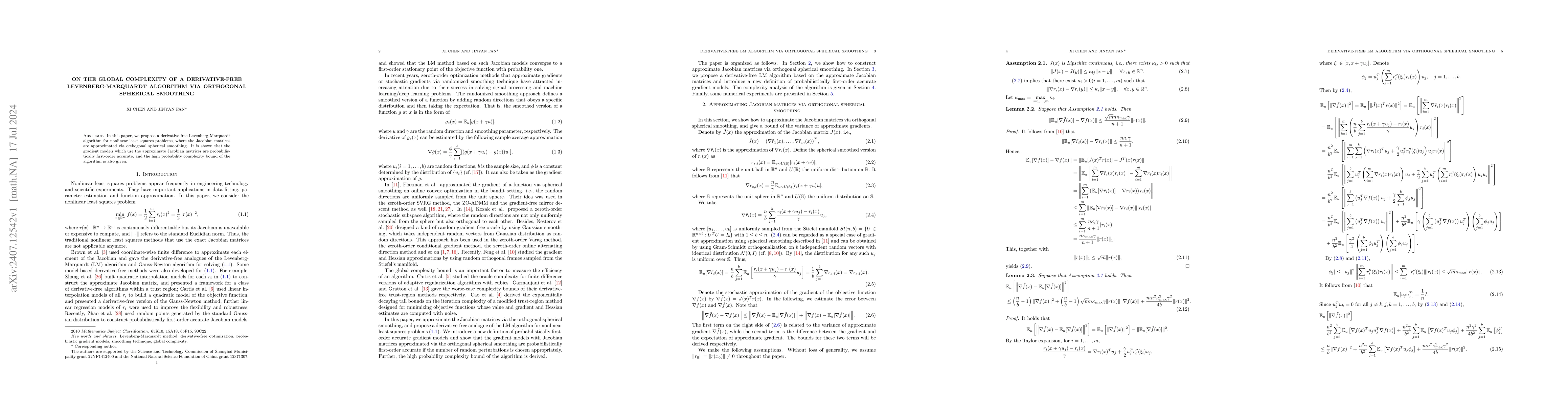 Thumbnail for On the global complexity of a derivative-free Levenberg-Marquardt
  algorithm via orthogonal spherical smoothing