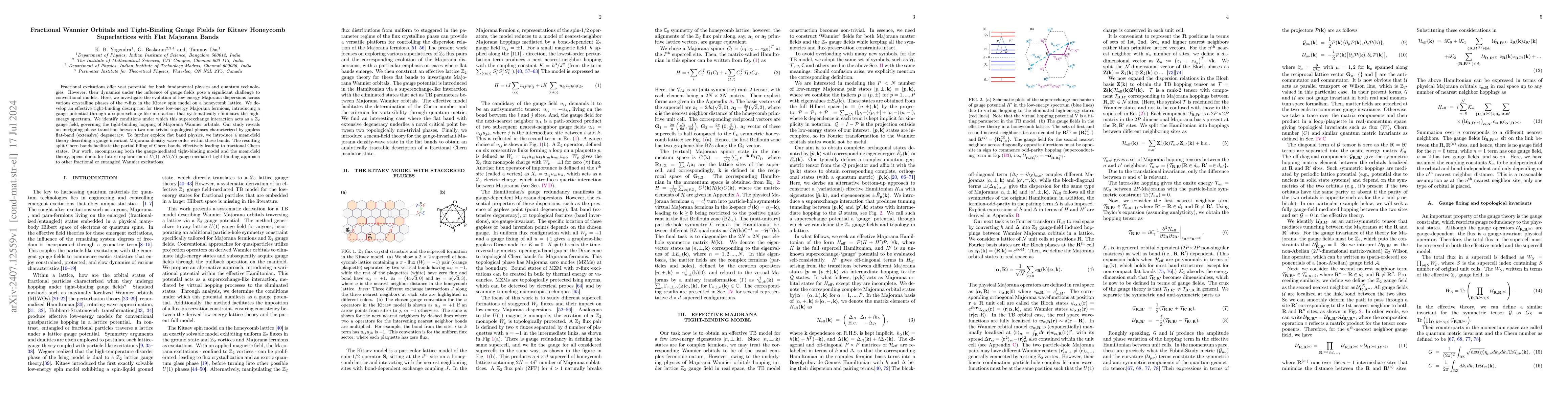 Thumbnail for Fractional Wannier Orbitals and Tight-Binding Gauge Fields for Kitaev
  Honeycomb Superlattices with Flat Majorana Bands
