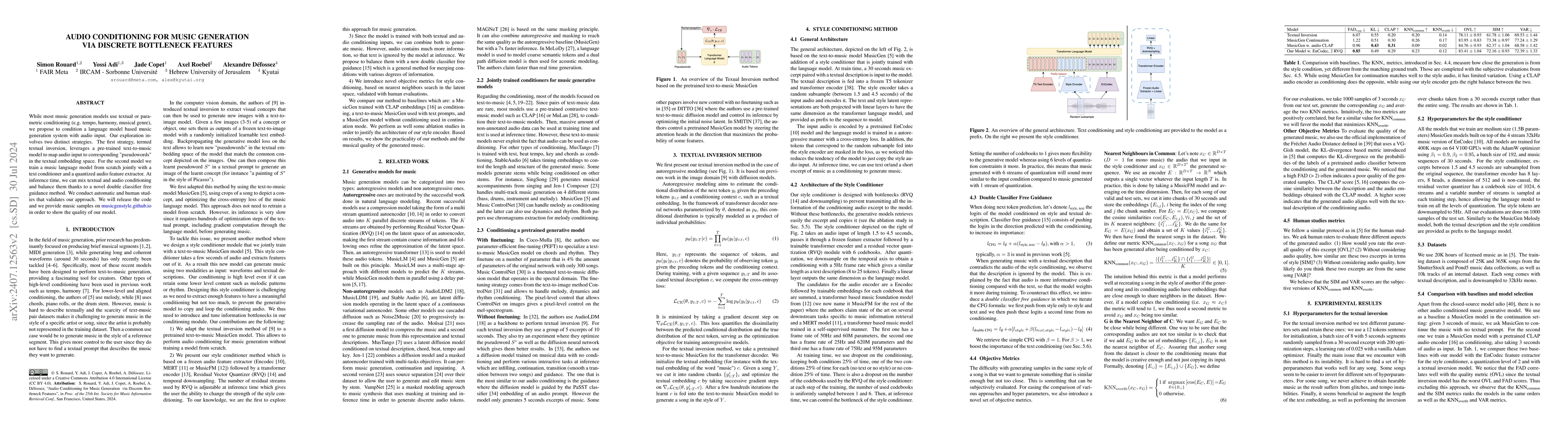 Thumbnail for Audio Conditioning for Music Generation via Discrete Bottleneck Features