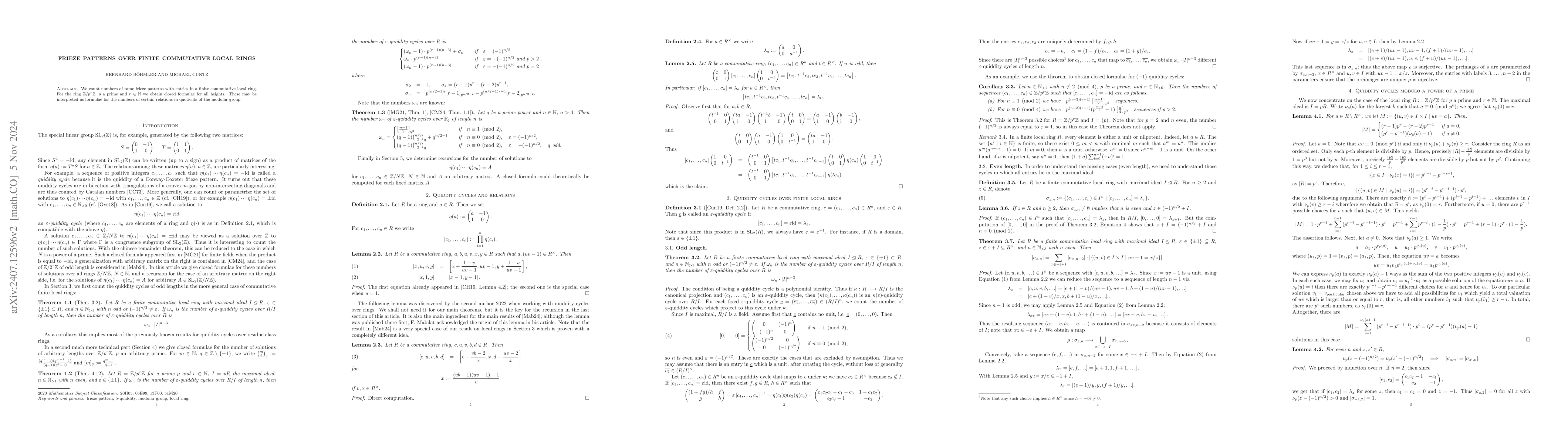 Thumbnail for Frieze patterns over finite commutative local rings