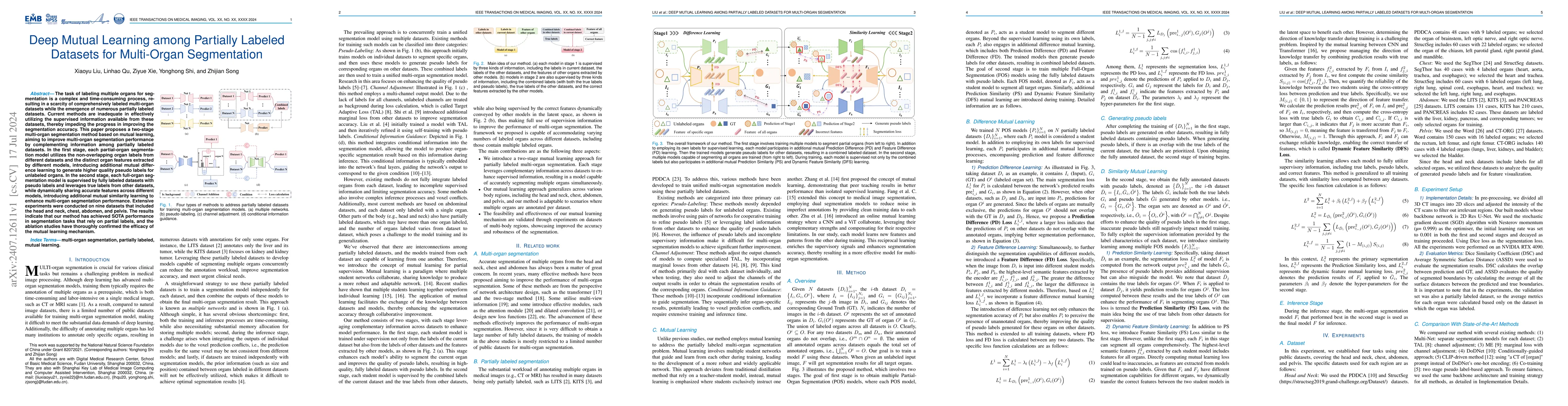 Thumbnail for Deep Mutual Learning among Partially Labeled Datasets for Multi-Organ
  Segmentation
