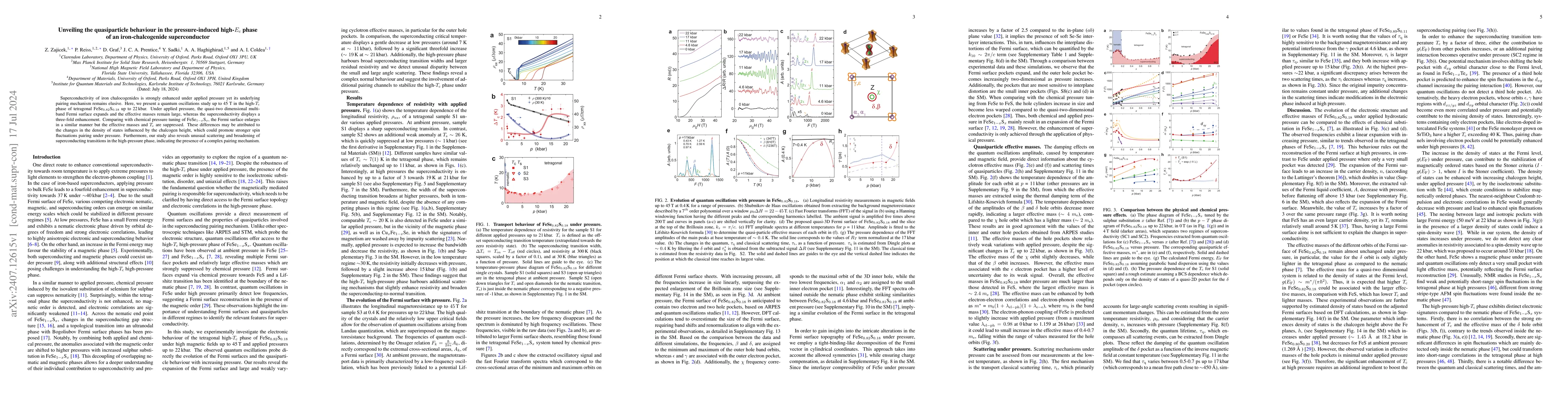Thumbnail for Unveiling the quasiparticle behaviour in the pressure-induced high-$T_c$
  phase of an iron-chalcogenide superconductor